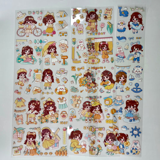 #13 Kawaii Long Sticker Set | Cute Stickers | 40*8cm | 20 Sheets