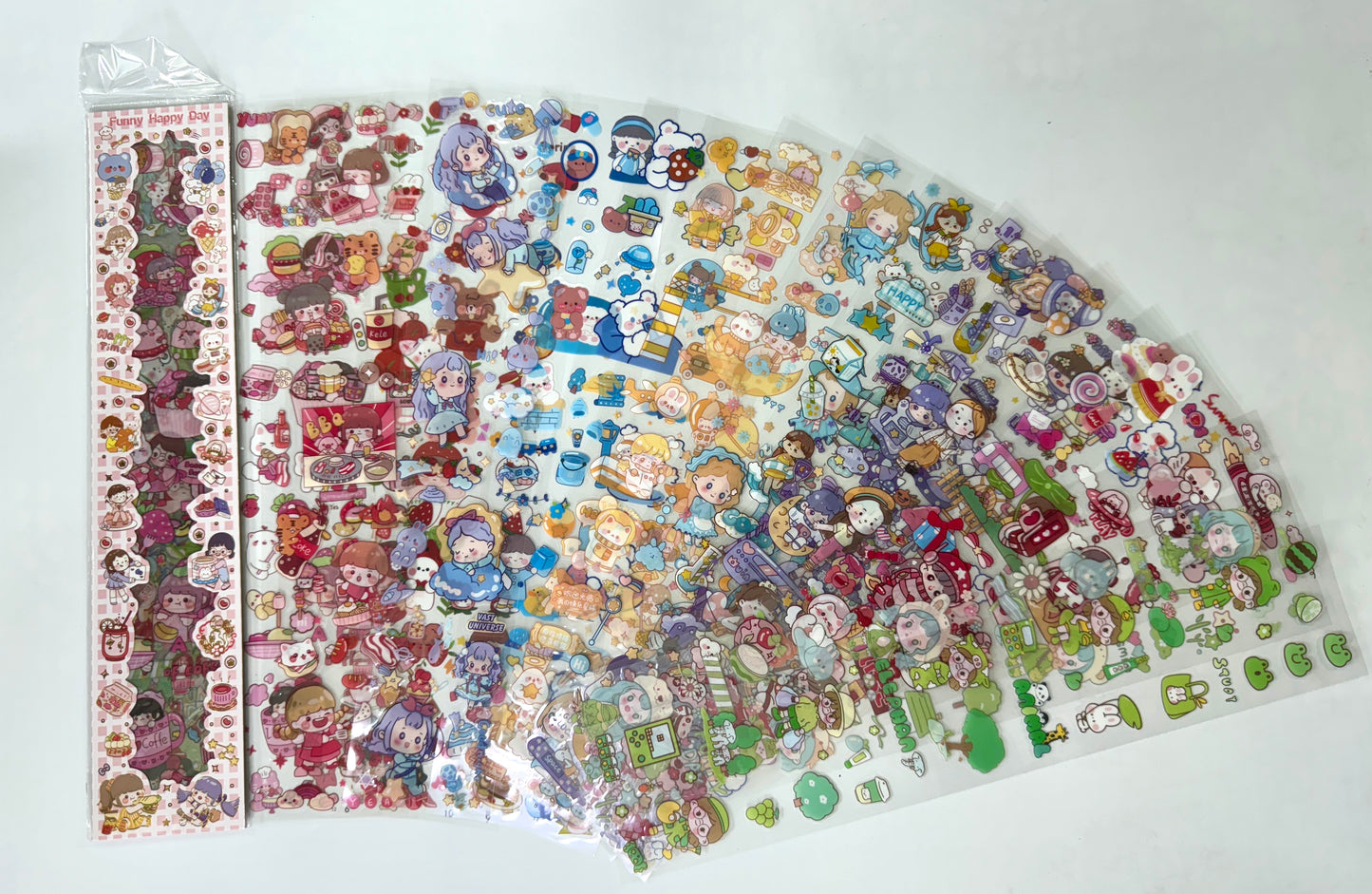 #14 Kawaii Long Sticker Set | Cute Stickers | 40*8cm | 20 Sheets