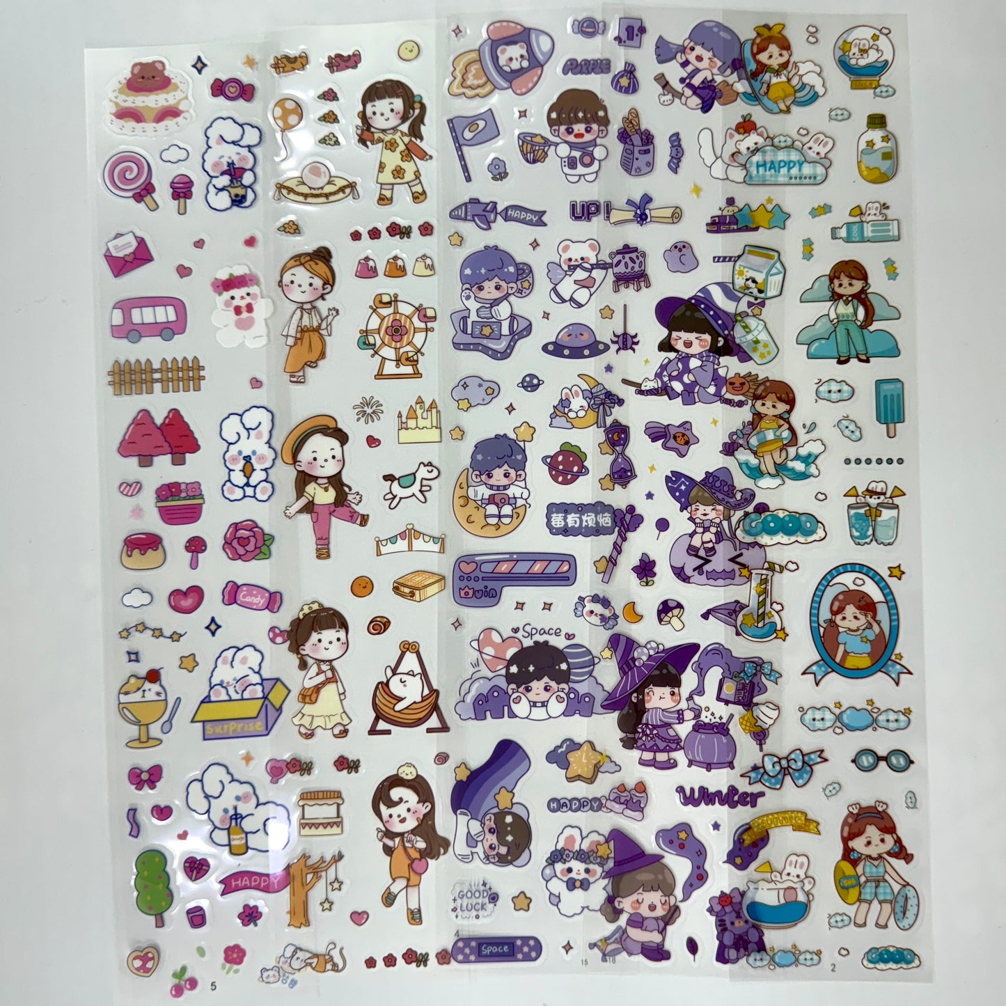 #14 Kawaii Long Sticker Set | Cute Stickers | 40*8cm | 20 Sheets