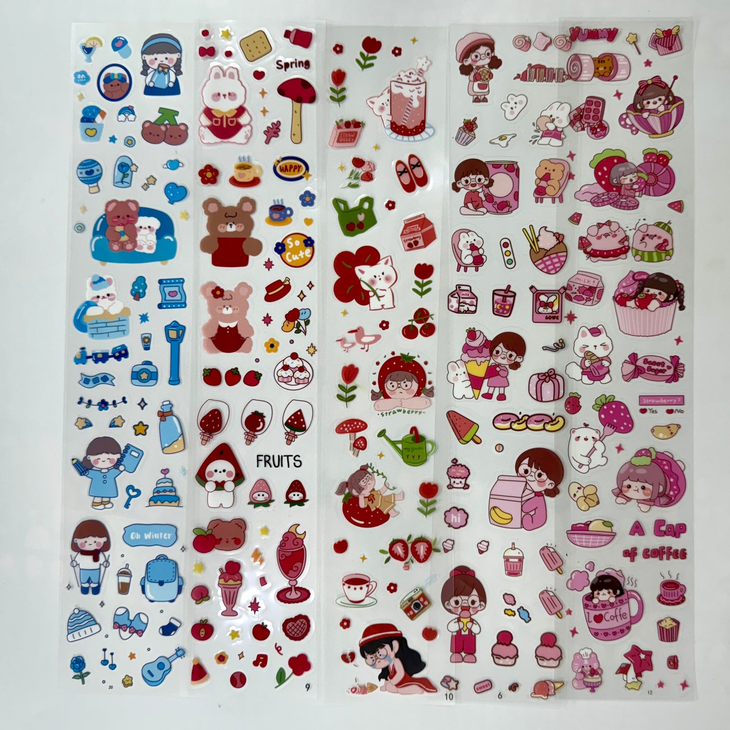 #14 Kawaii Long Sticker Set | Cute Stickers | 40*8cm | 20 Sheets
