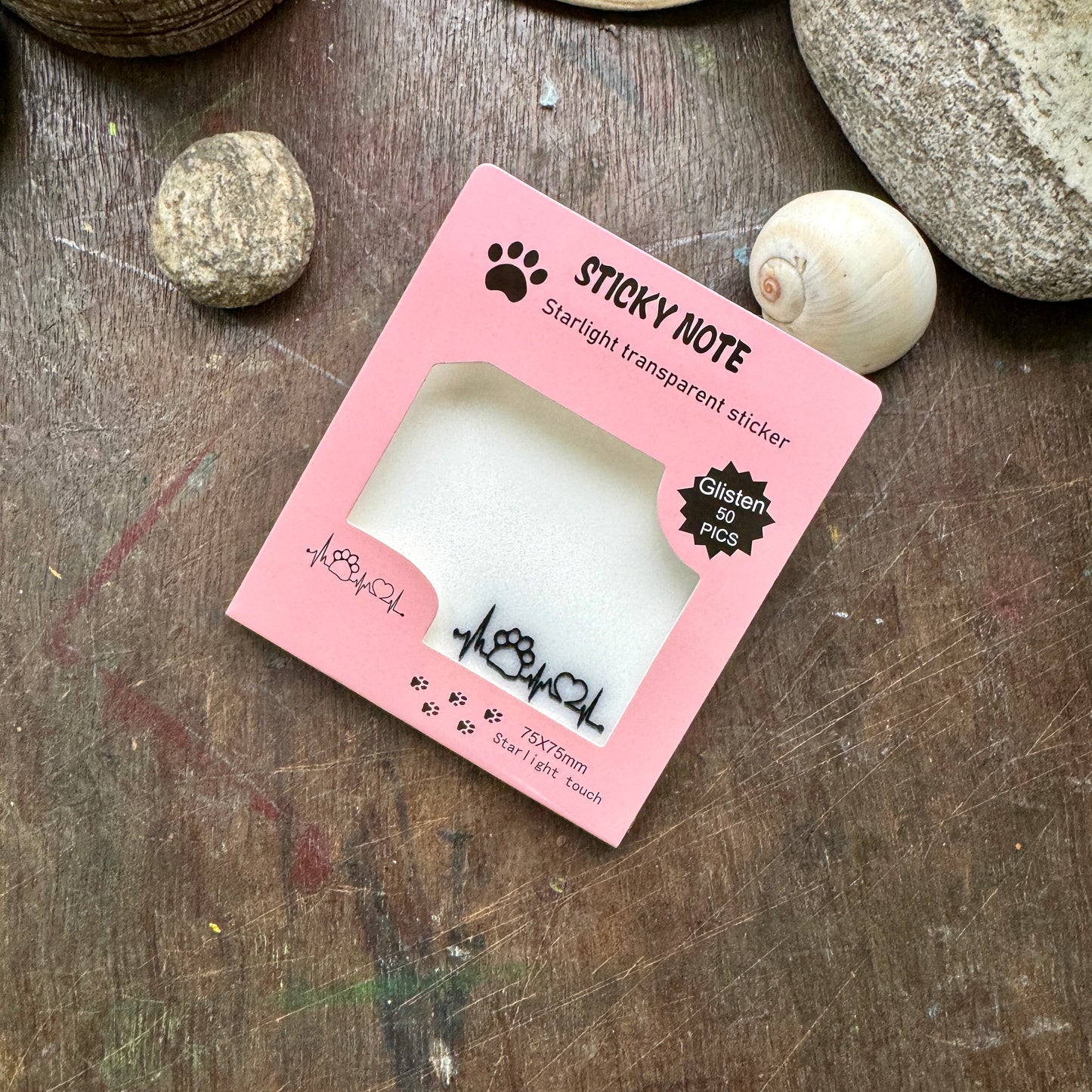 8899 A Glisten Starlight Transparent Sticky Note Pad Cat Memo Pad | 75x75 mm 50 sheets