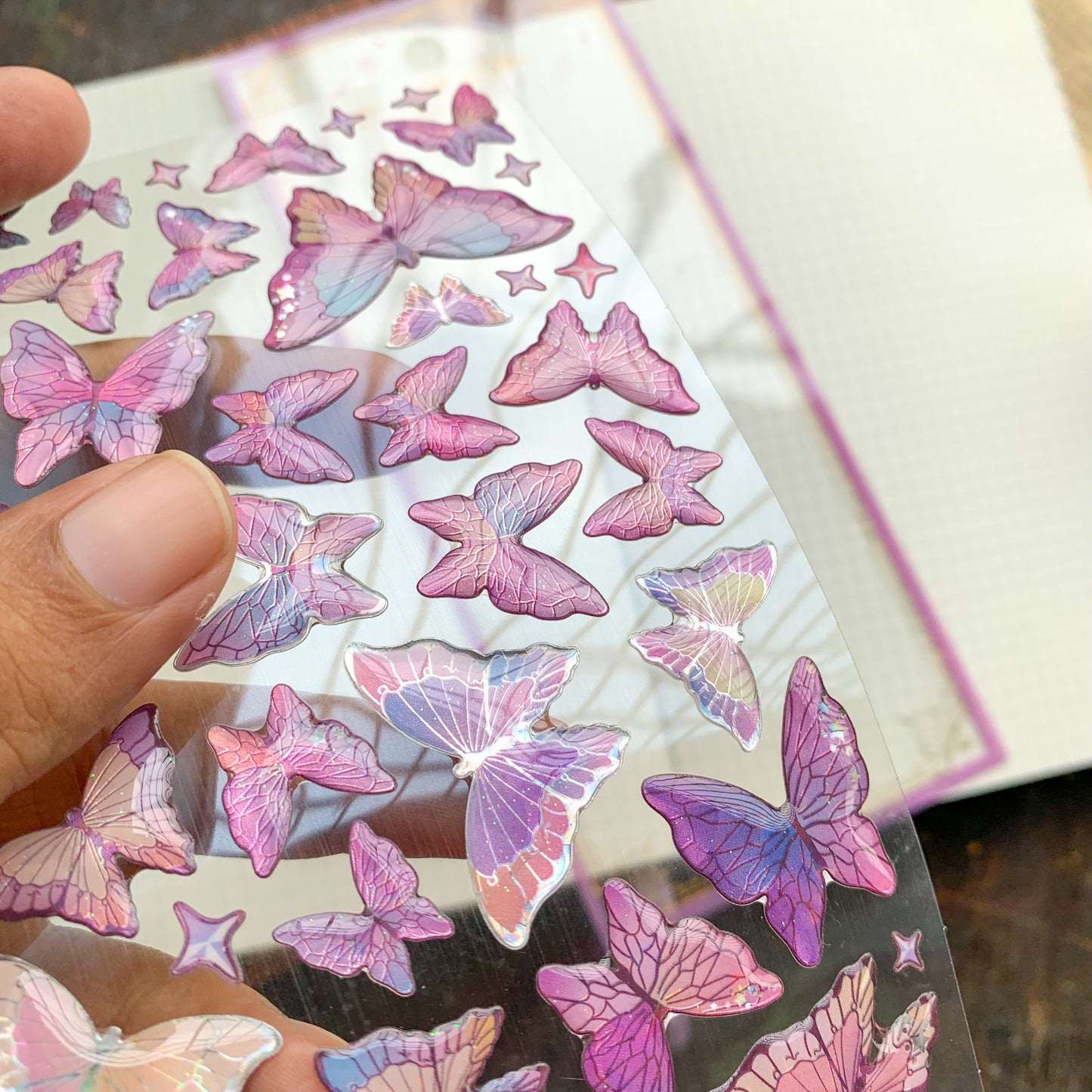 YTCM001 Lovely Heart Butterfly Puffy Sticker 3d Foiled Sticker | 1 sheet