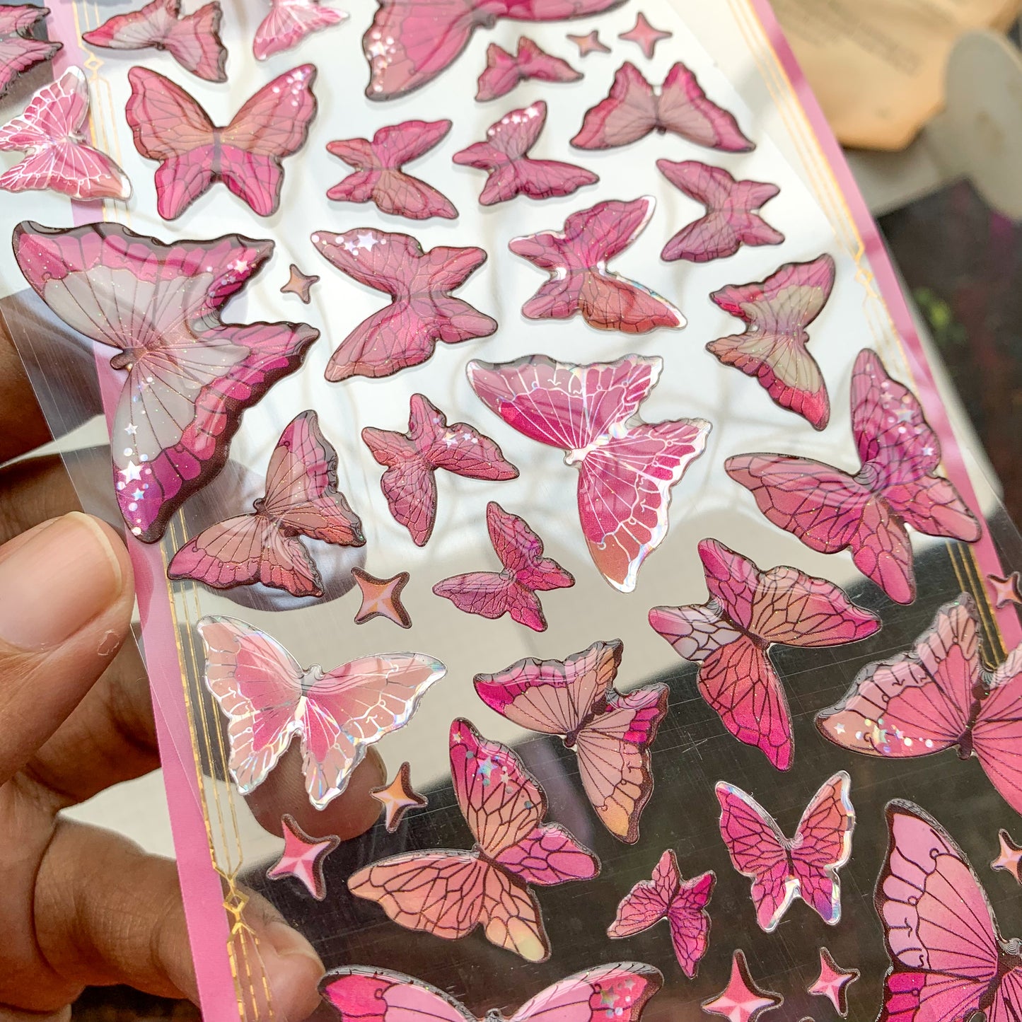 YTCM003 Lovely Heart Butterfly Puffy Sticker 3d Foiled Sticker | 1 sheet