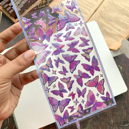 YTCM004 Lovely Heart Butterfly Puffy Sticker 3d Foiled Sticker | 1 sheet