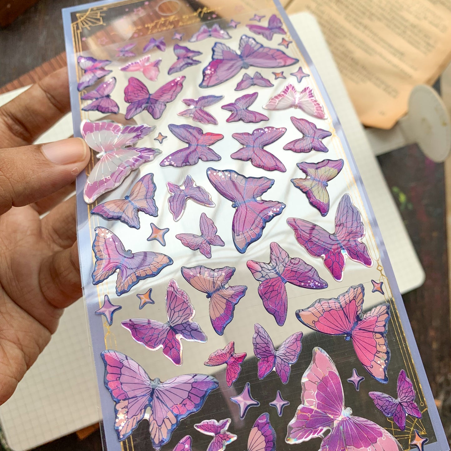 YTCM004 Lovely Heart Butterfly Puffy Sticker 3d Foiled Sticker | 1 sheet