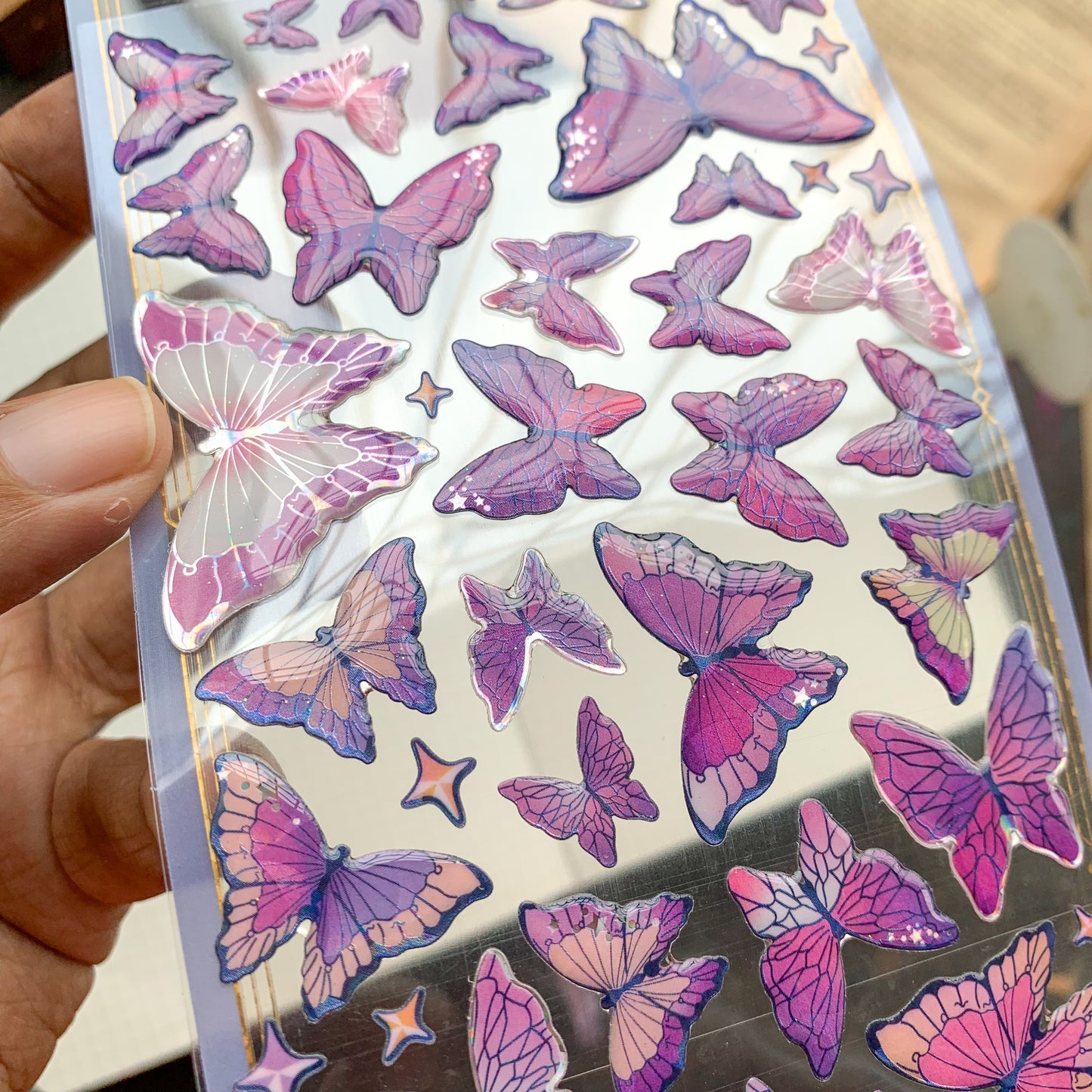YTCM004 Lovely Heart Butterfly Puffy Sticker 3d Foiled Sticker | 1 sheet