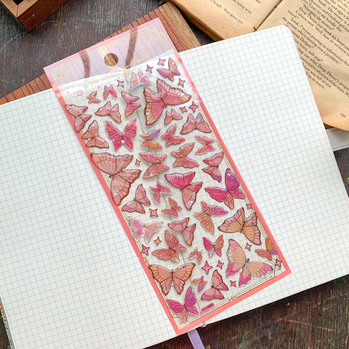 YTCM002 Lovely Heart Butterfly Puffy Sticker 3d Foiled Sticker | 1 sheet
