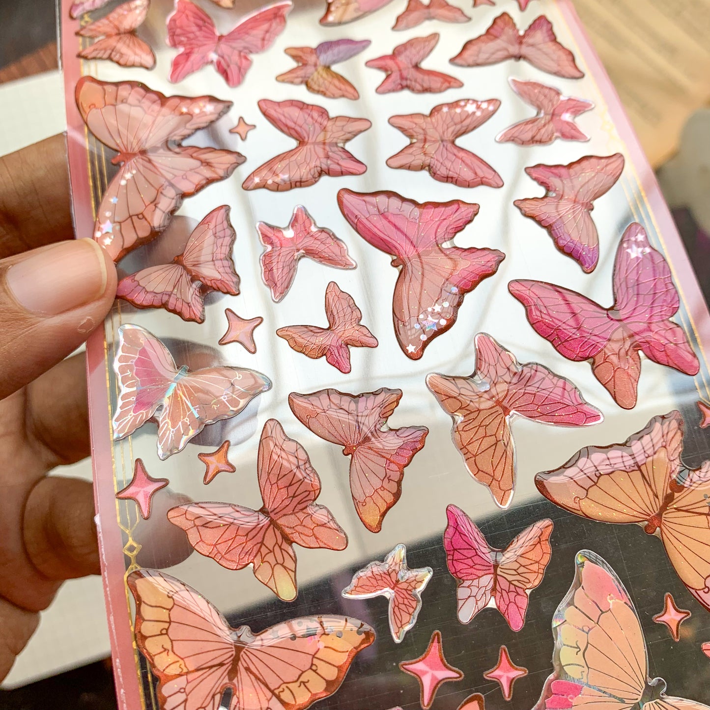 YTCM002 Lovely Heart Butterfly Puffy Sticker 3d Foiled Sticker | 1 sheet