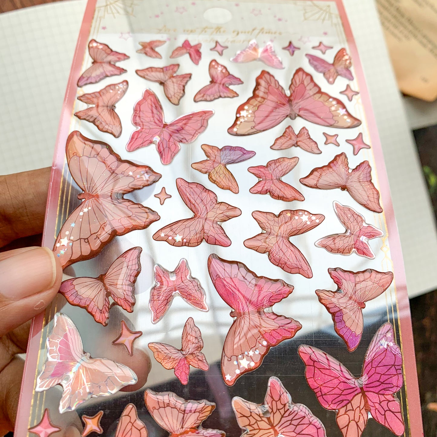 YTCM002 Lovely Heart Butterfly Puffy Sticker 3d Foiled Sticker | 1 sheet