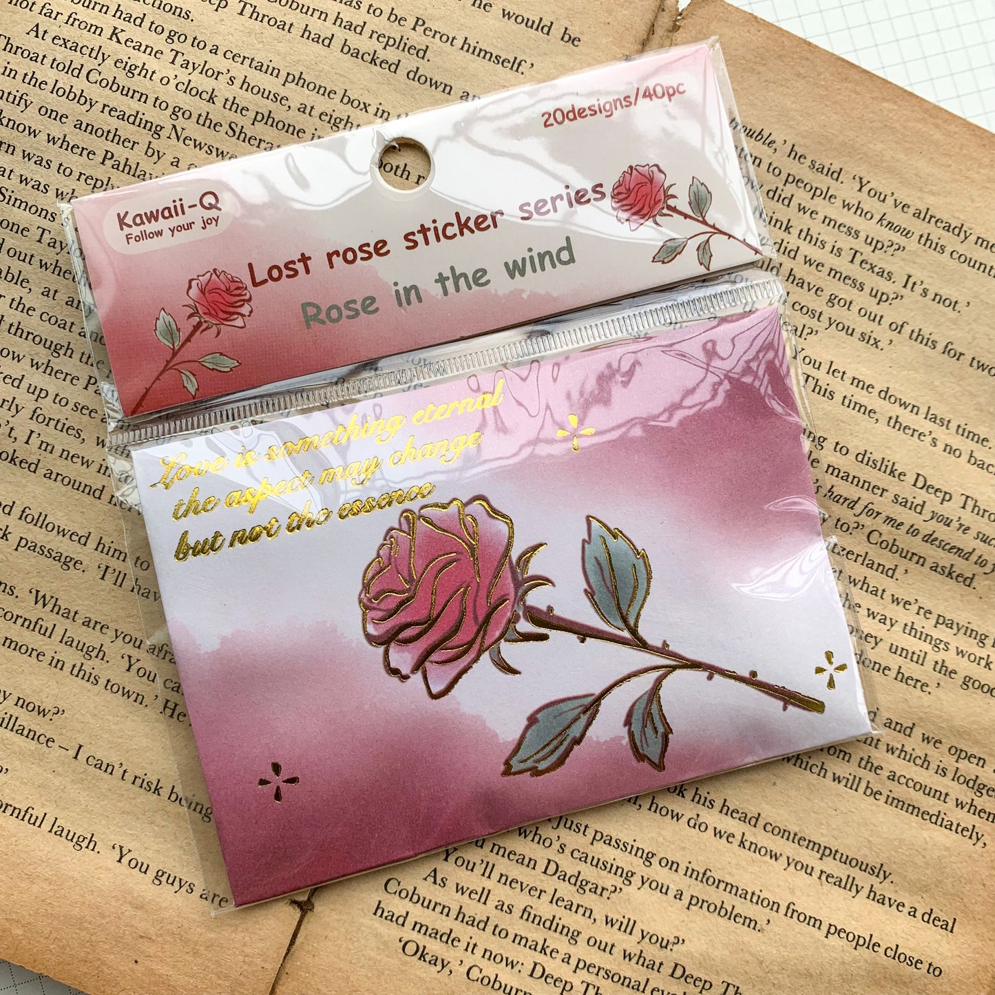 KQ0522Ritw Lost Rose Paper Sticker Foiled | 20 design / 40 pic