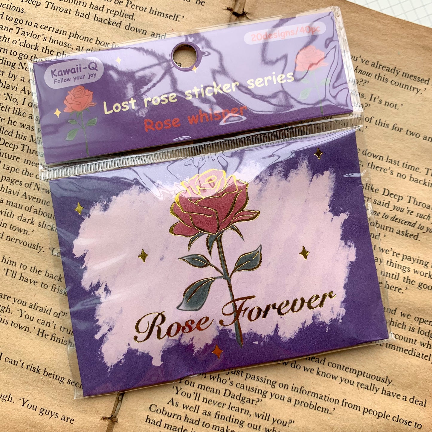 KQ0523Rw Lost Rose Paper Sticker Foiled | 20 design / 40 pic
