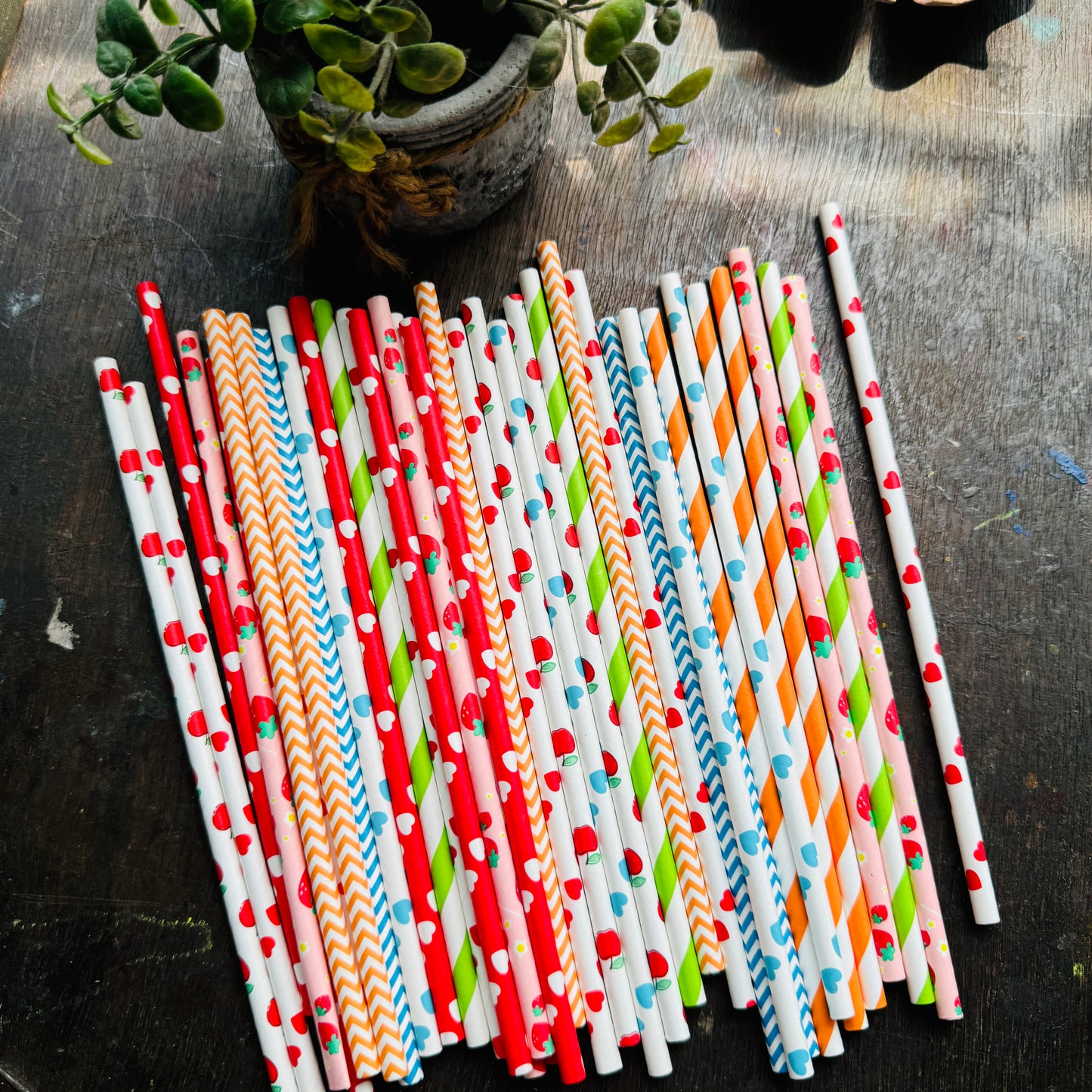 Paper Straw Random Design Pack of 30