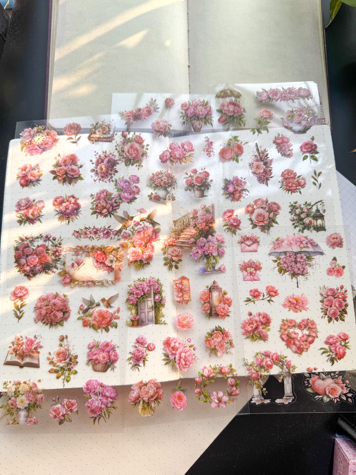 MYHZ-603 PINK TENDERNESS| Dream Shadow Bloom Series Pet Sticker Sheets|6 Sheets 100*150mm| Pink Themed