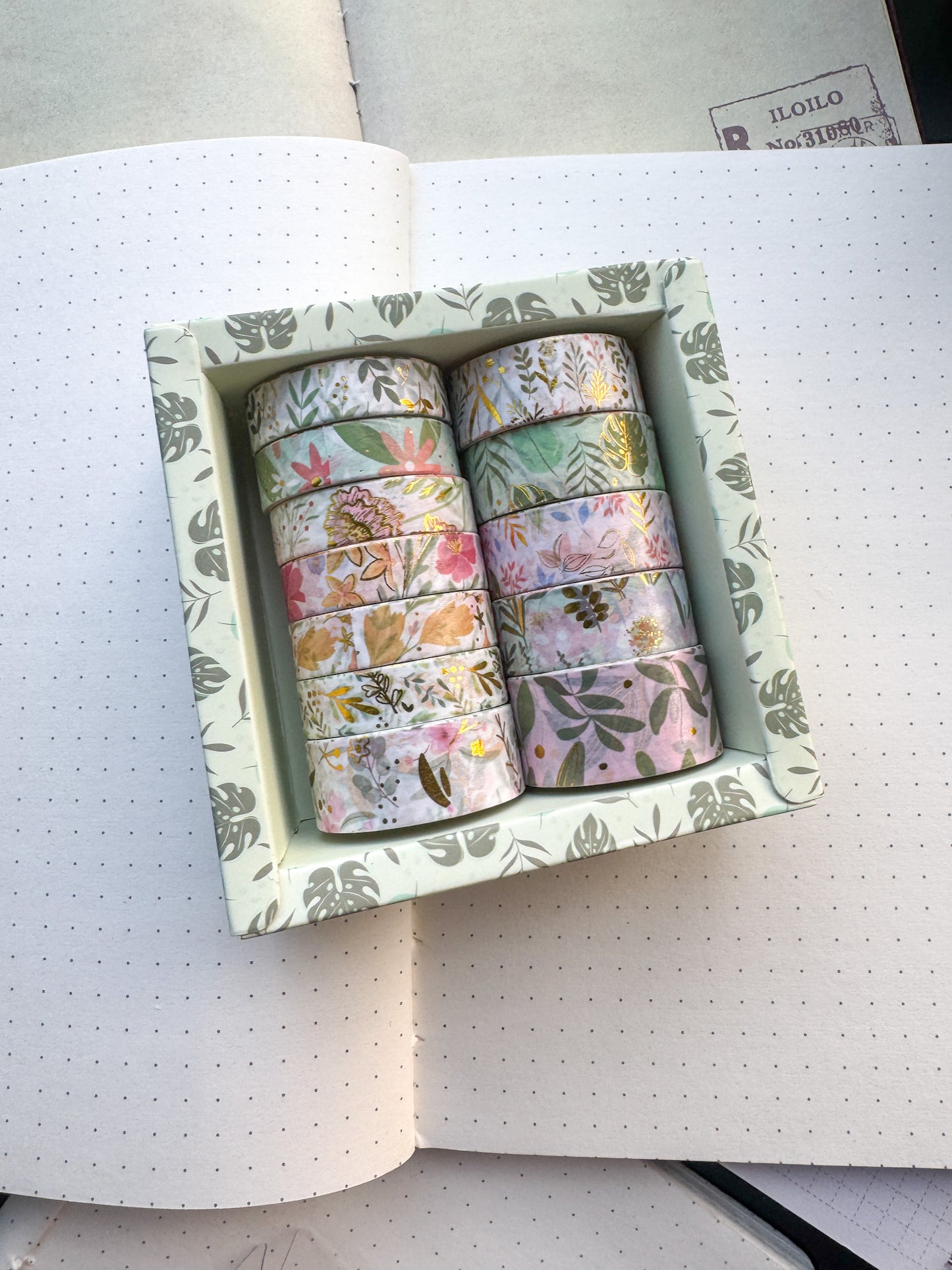 Floral Washi Tape Set Green | 12 pcs 2m Each