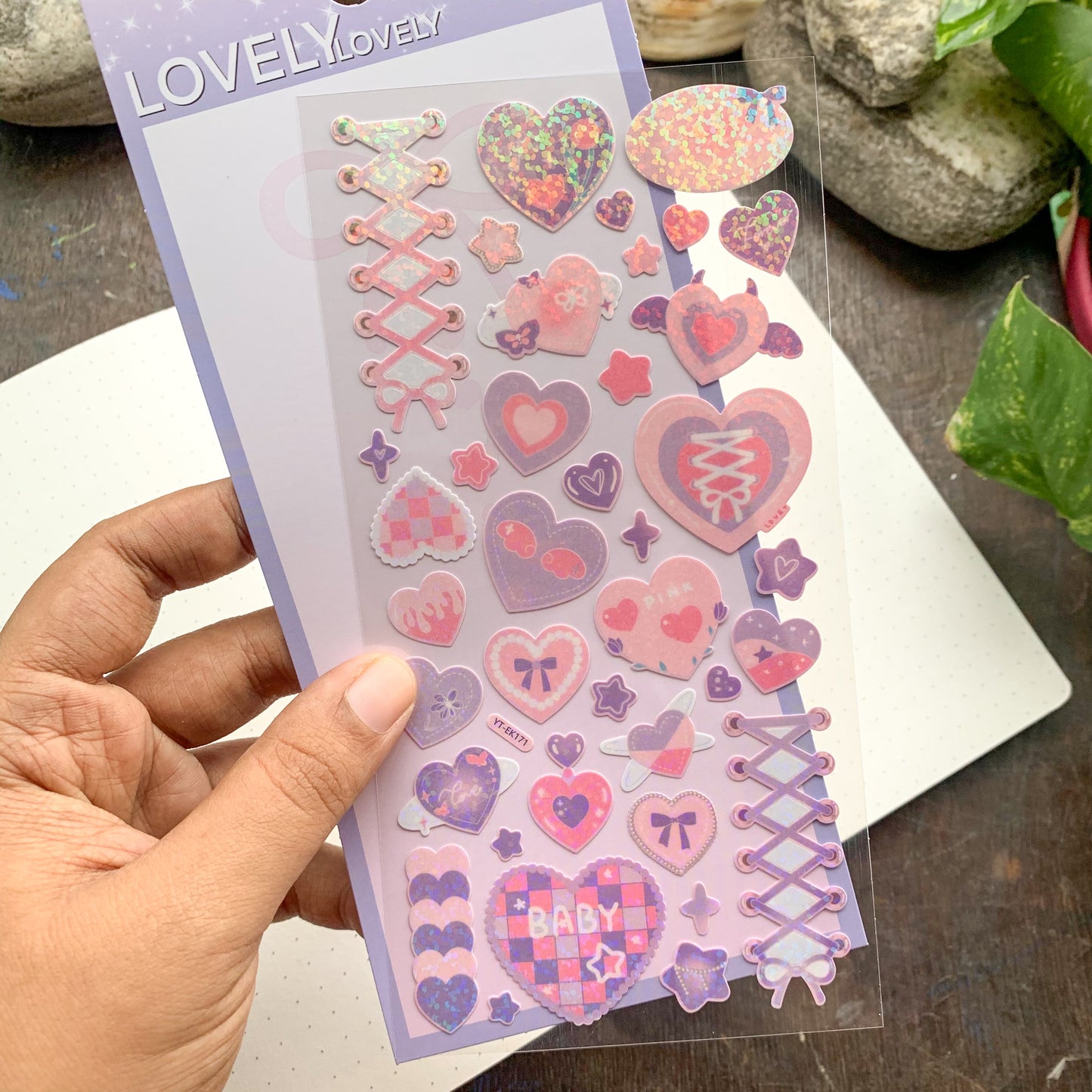 YTEK171 Sparkling Heart Glitter Sticker | 1 sheet