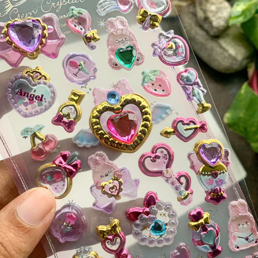 SLASD03 Heart Puffy Sticker 3d Jewellery Sticker  | 1 sheet