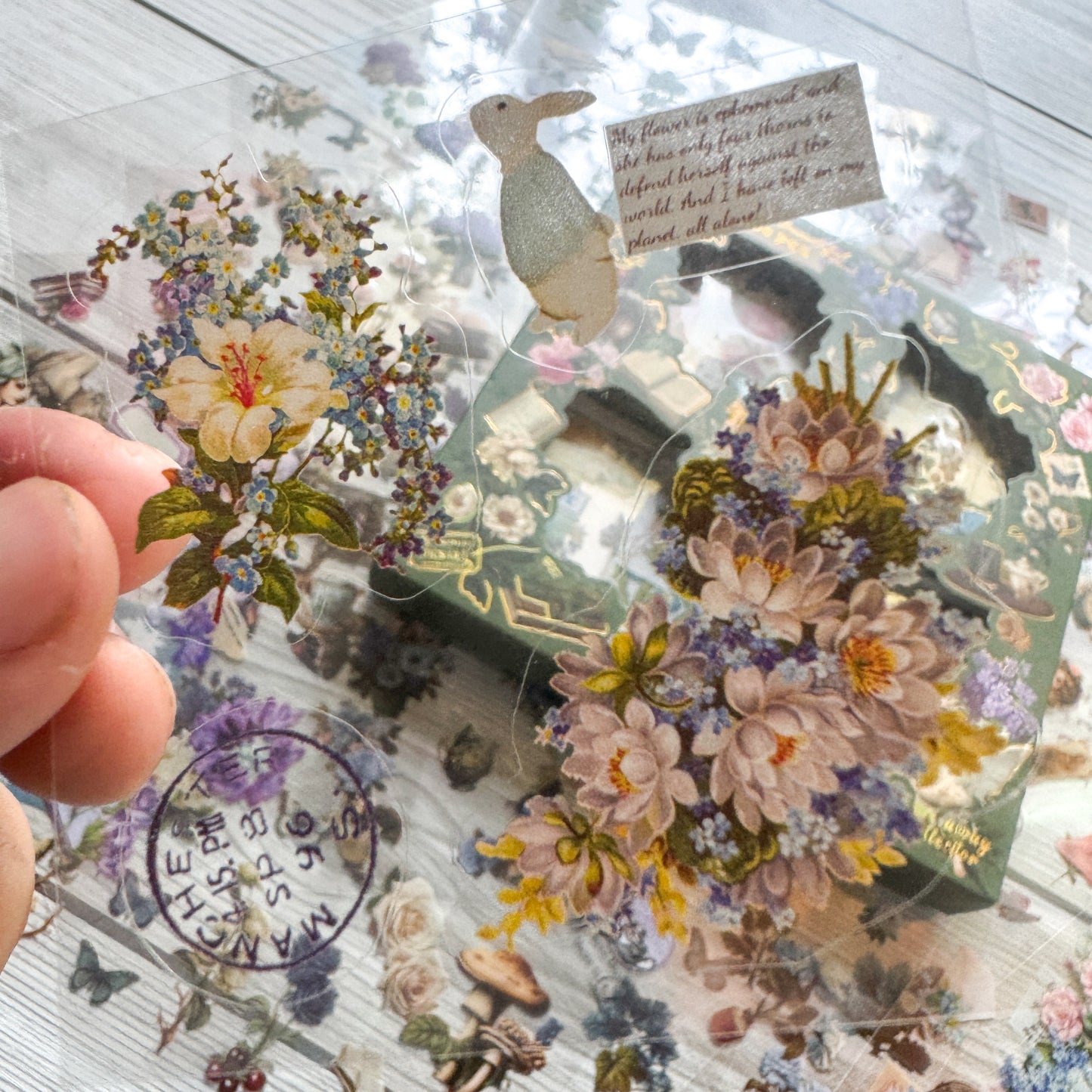 Hjsc101 Nostalgia Hand book Green | Best Vintage Sticker Collection | 100 pcs PET Transparent stickers sheets in each box | 500 stickers each Box| Precut sticker | Kisscut sticker