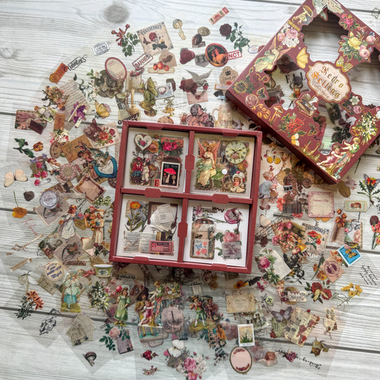 Fgfm 101 Retro Selling | Best Vintage Sticker Collection | 100 pcs PET Transparent stickers in each box | 500 stickers Peach Box| Precut sticker | Kisscut sticker