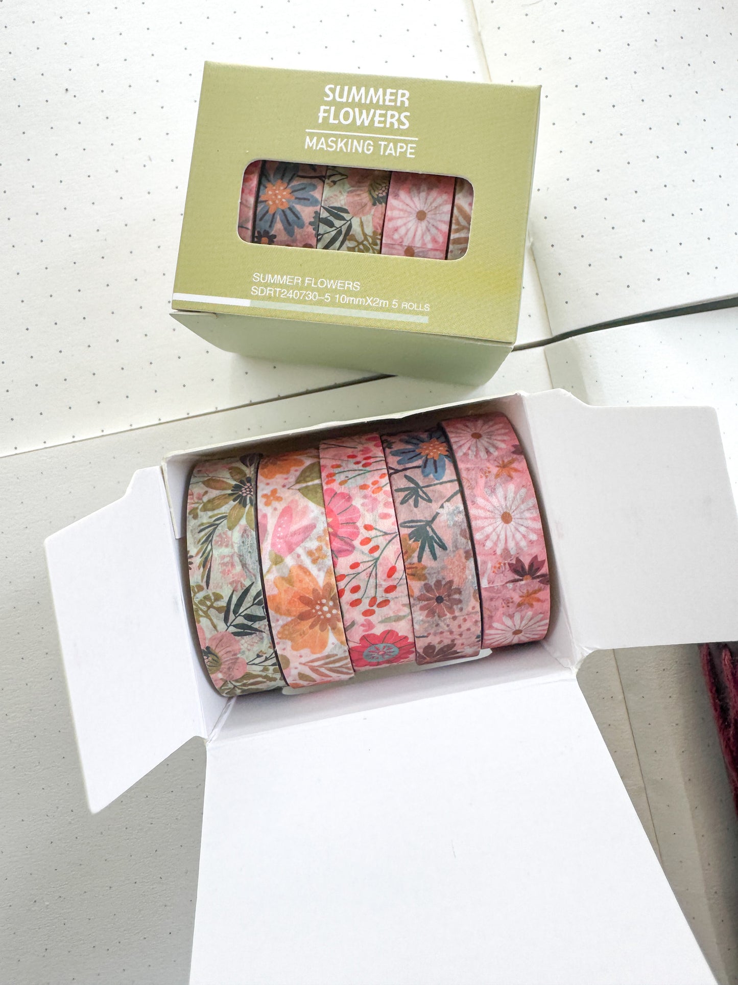 Sdrt240730-5 Summer Flower Series Washi Tape Set Paper Tape| 1cm* 2m set of 5