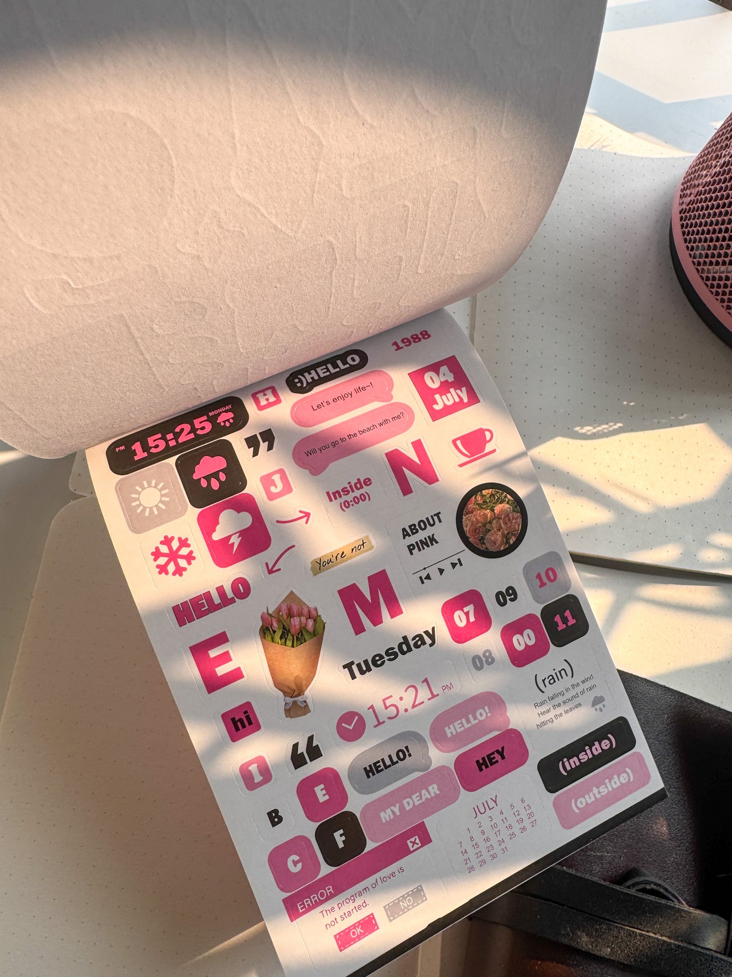 Wxth Journal Paper Sticker Book Pink | 12 Pages Pre Cut Sticker