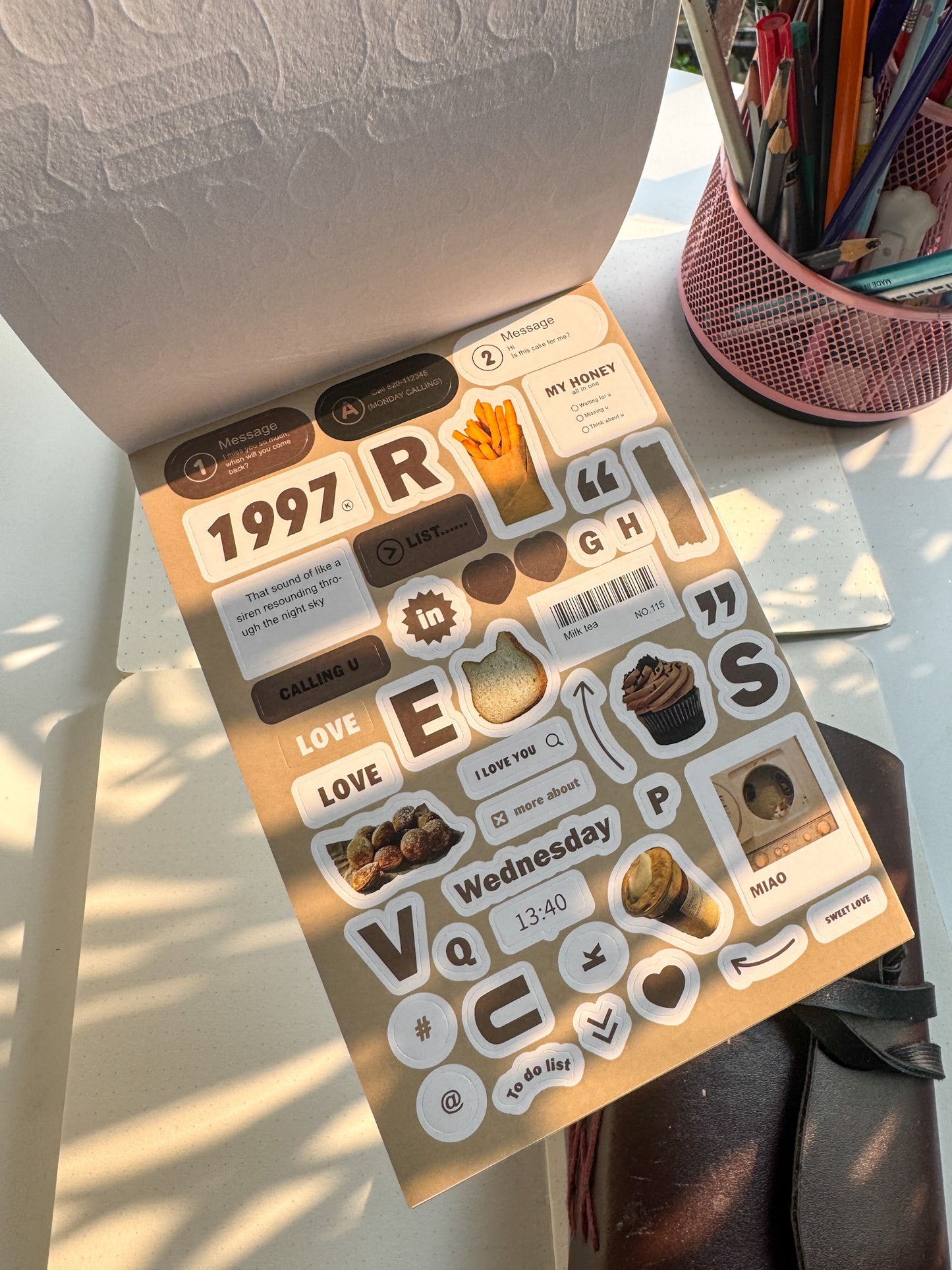 Wxth Journal Paper Sticker Book Brown | 12 Pages Pre Cut Sticker