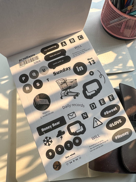 Wxth Journal Paper Sticker Book Black | 12 Pages Pre Cut Sticker