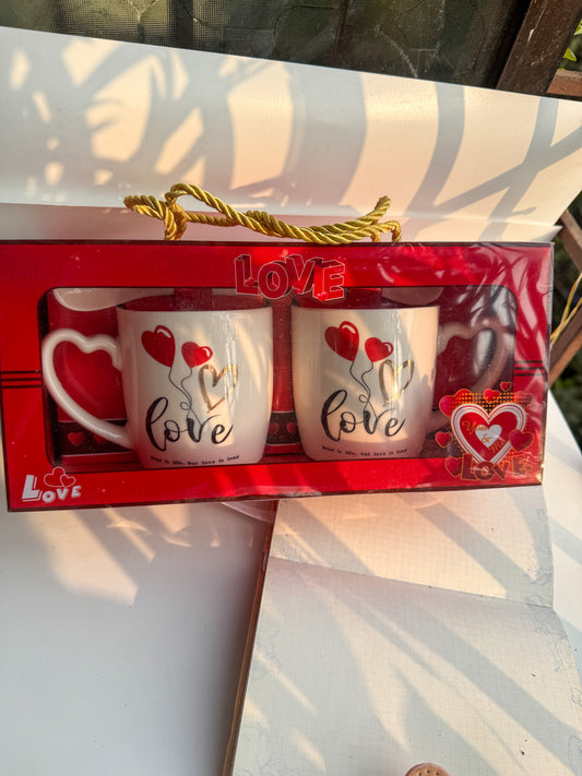 Coffee Mug Set A Love For Couple Set of Two With 2 Spoons