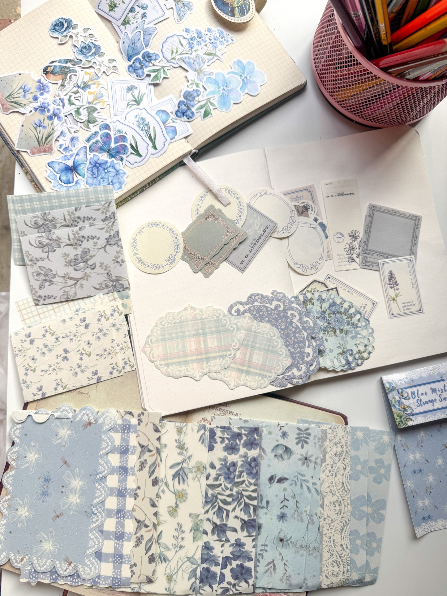 Hjjs403 Mountain Lan Sent Notes Journal Paper Collection Blue | 100 pcs