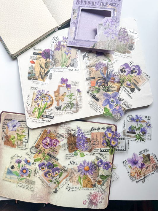 Cjhy604 Flower Brilliance Strange Place Purple Transparent Pet Sticker | 20 Pcs