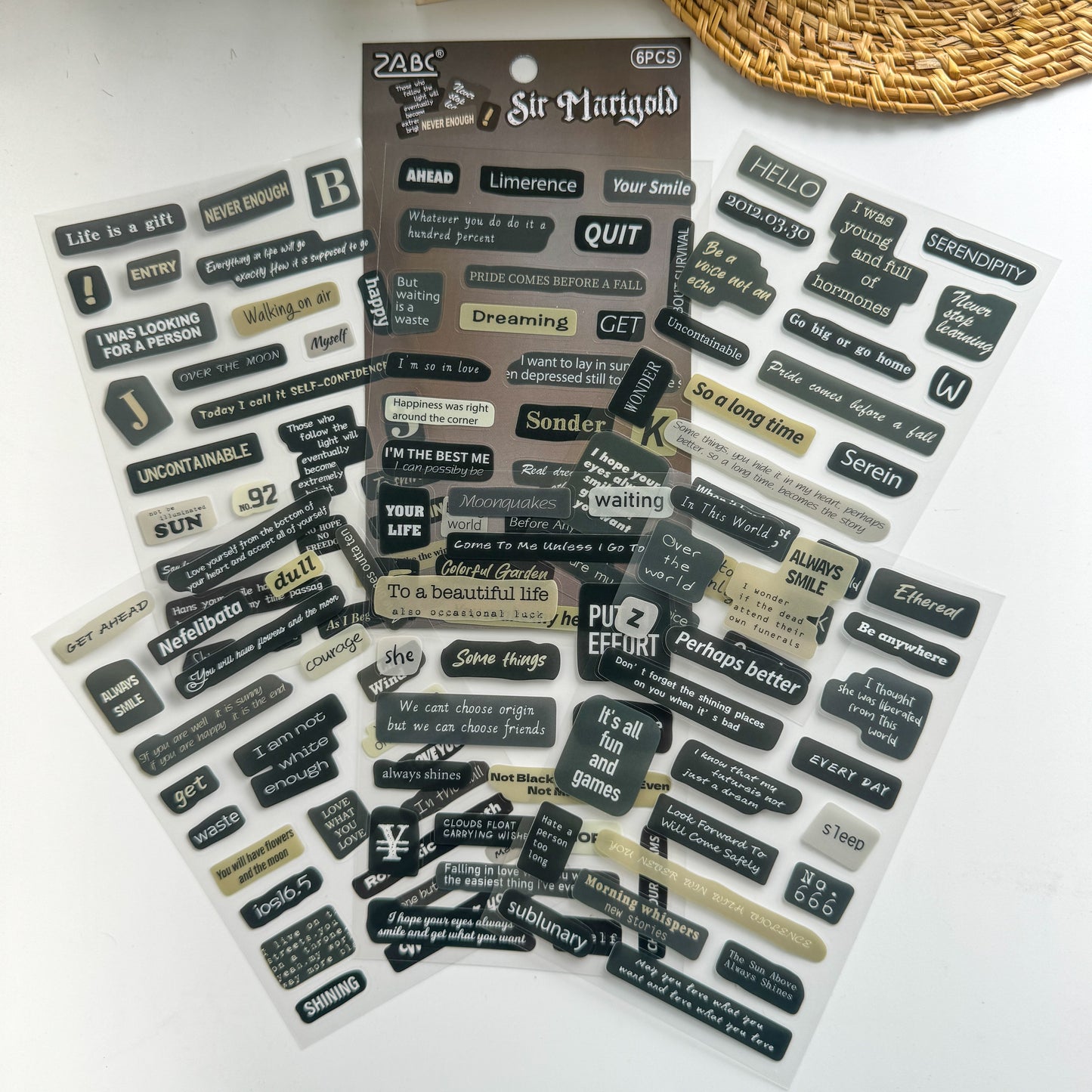 Xyjt604|G-10| Phase Sticker | Transparent Sticker | Set of 6 Sticker Sheet | Pre Cut Stickers | Kiss Cut Stickers