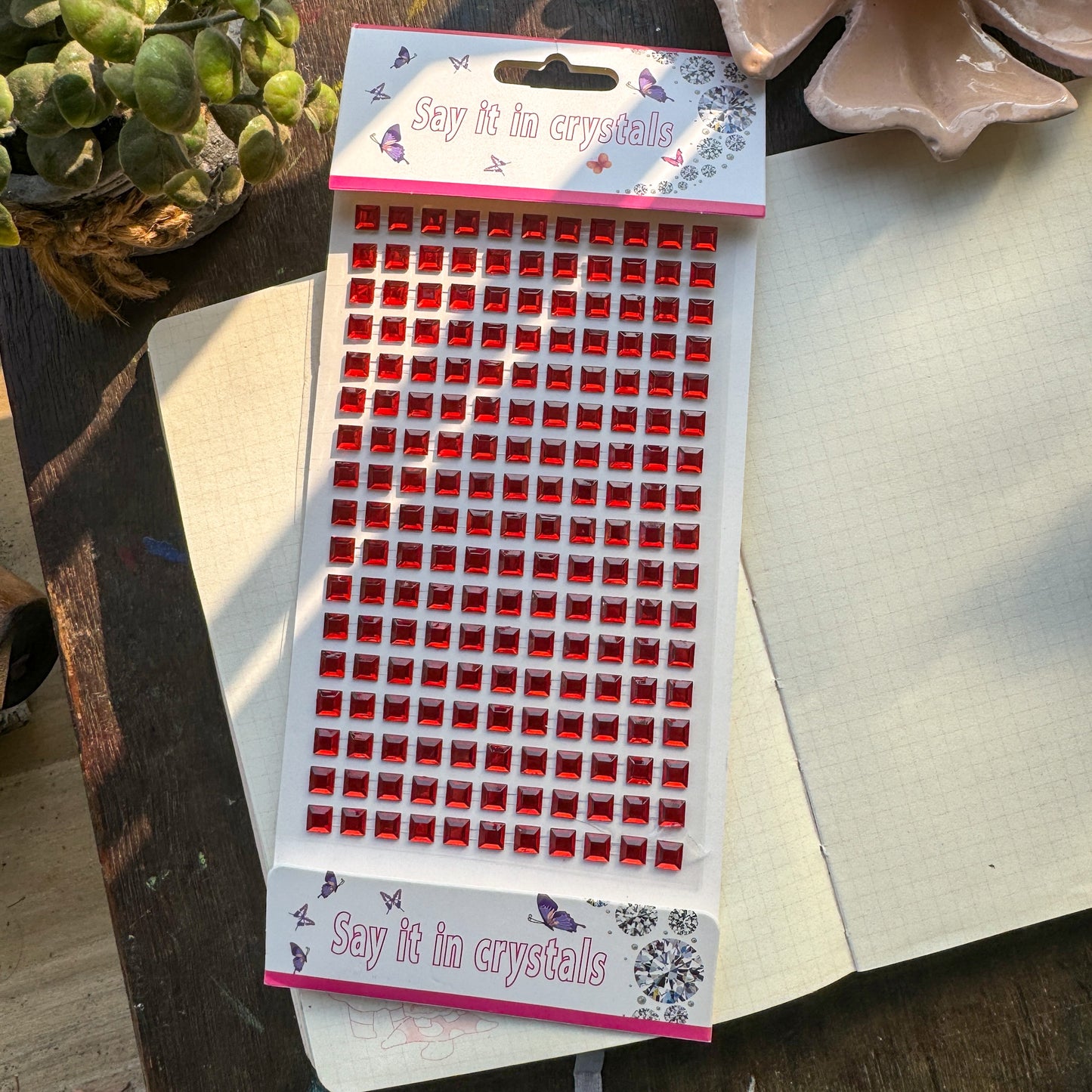 3D Square Journal Stone Sticker Red - Stone Sticker - 1 sheet | Pre-cut