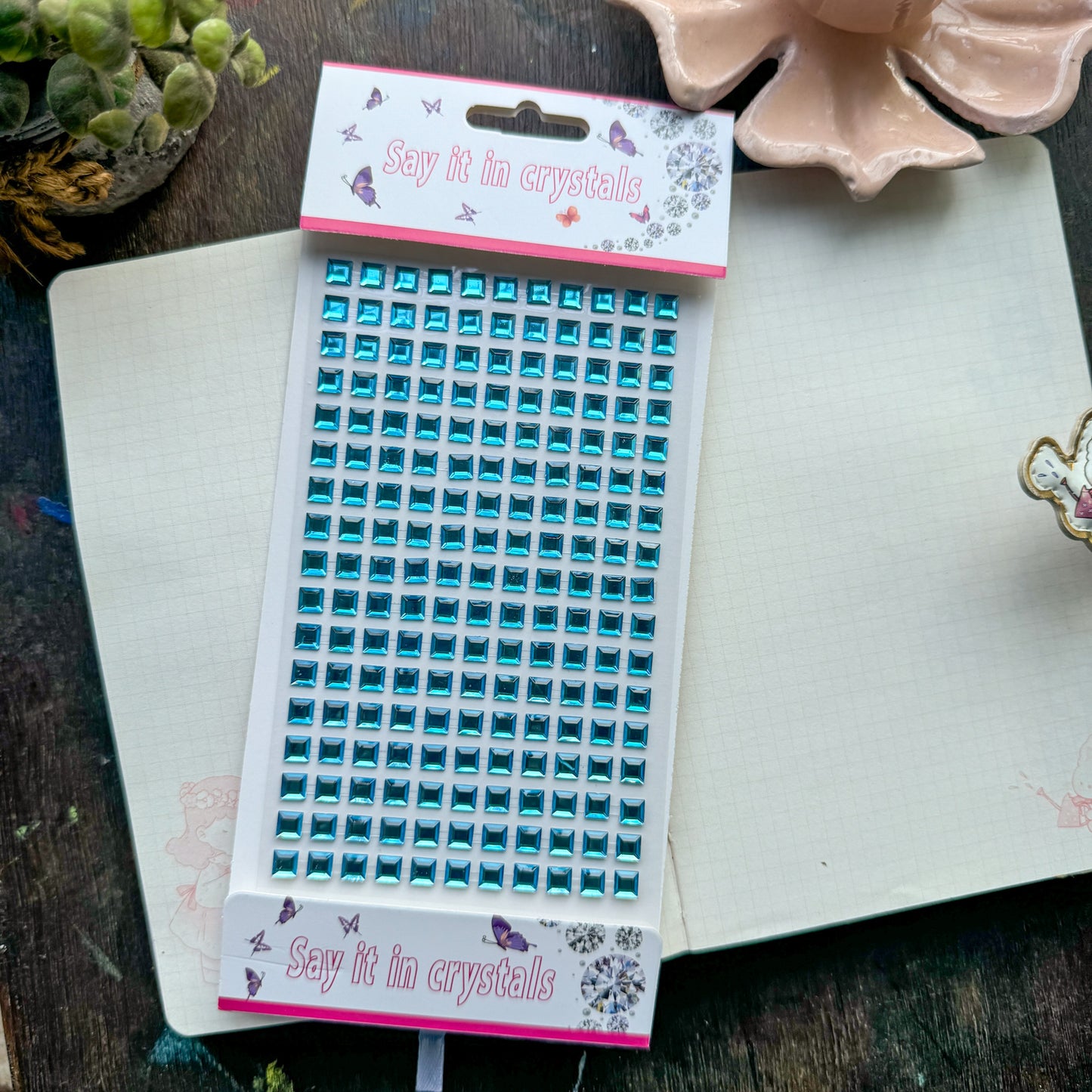 3D Square Journal Stone Sticker sky Blue - Stone Sticker - 1 sheet | Pre-cut