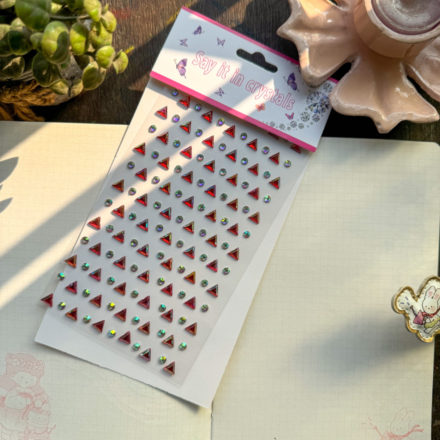 3D Triangles Journal Stone Sticker Red - Stone Sticker - 1 sheet | Pre-cut