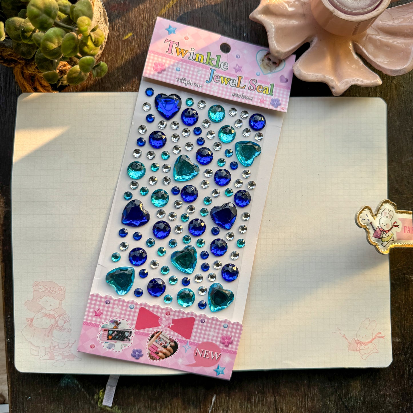 Cxmb E Nov 3D Heart Journal Stone Sticker Blue - Stone Sticker - 1 sheet big | Pre-cut