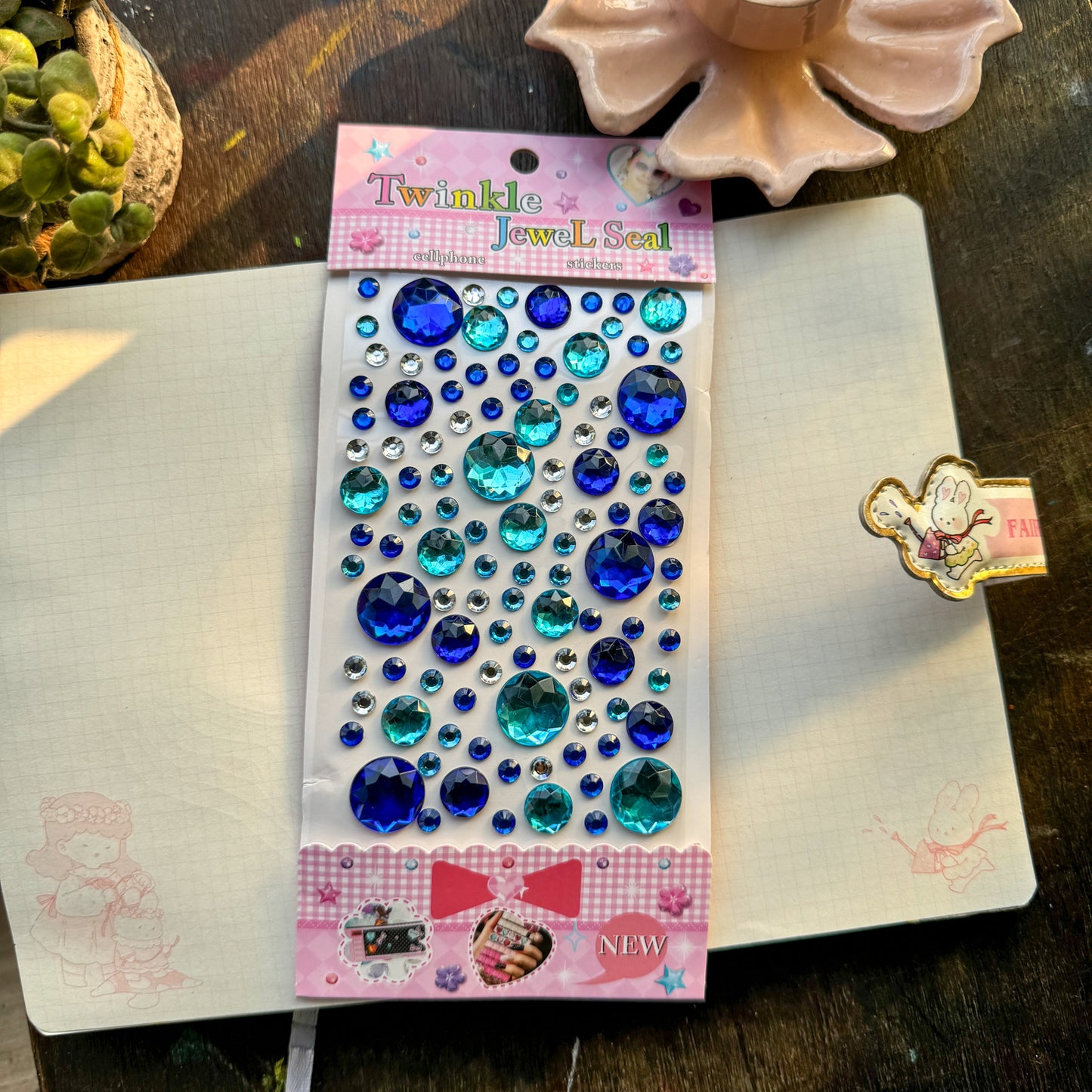 Cxmb #5 Nov 3D Circle Journal Stone Sticker Blue - Stone Sticker - 1 sheet big | Pre cut