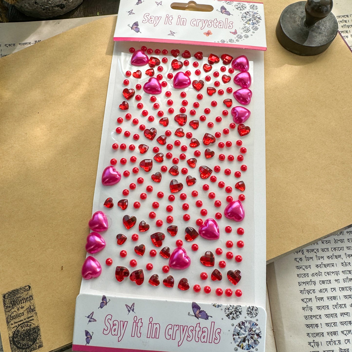 WDYLB Nov 3D Circle Journal Stone Sticker Red - Stone Sticker - 1 sheet big | Pre cut
