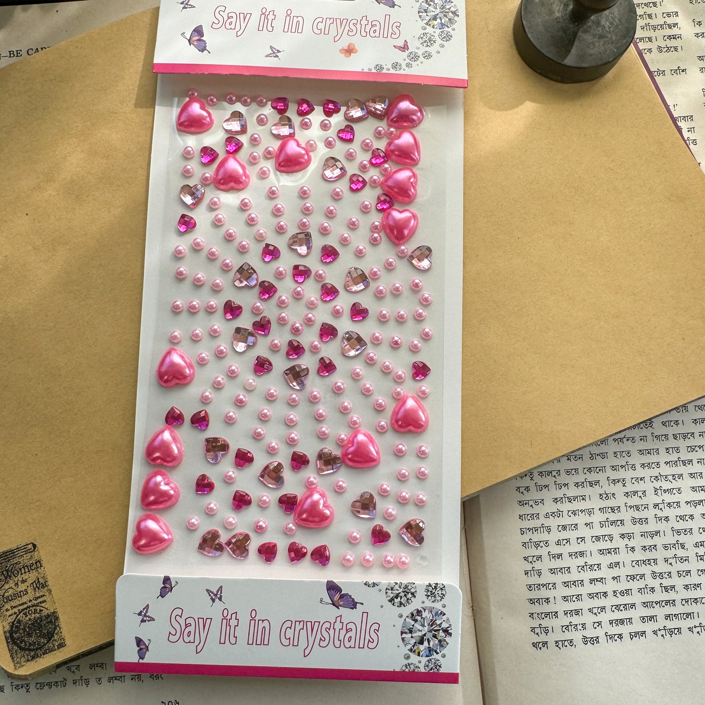 WDYLB Nov 3D Circle Journal Stone Sticker Pink - Stone Sticker - 1 sheet big | Pre cut