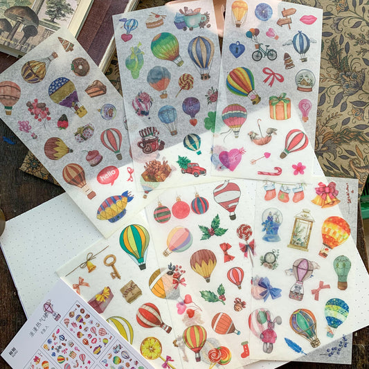 Xxhz08a318 Journal Translucent Balloon Stickers - Deco Sticker - 6 sheet | Pre-cut | Kiss-cut