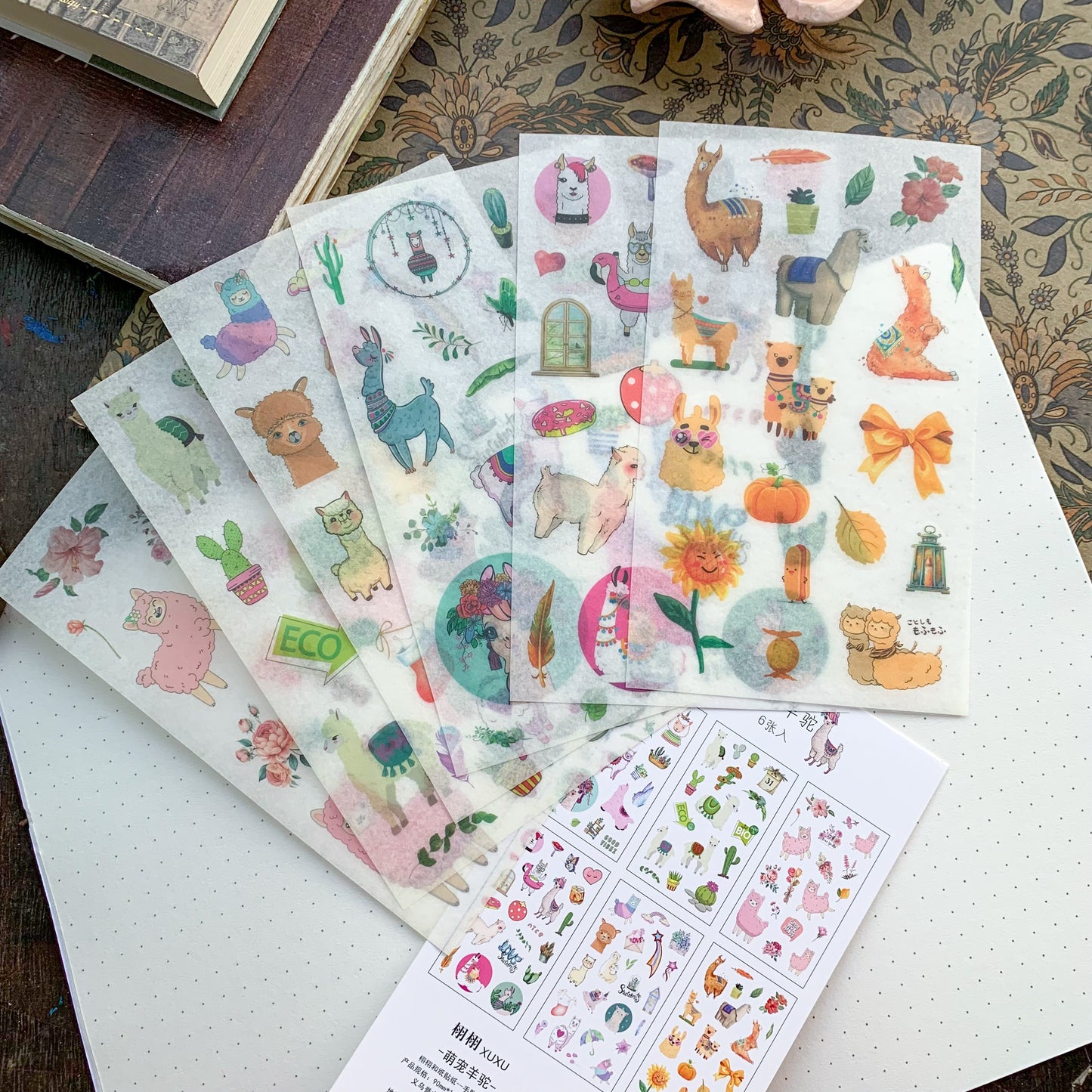 Xxhz08a317 Journal Translucent Lama Stickers - Deco Sticker - 6 sheet | Pre-cut | Kiss-cut