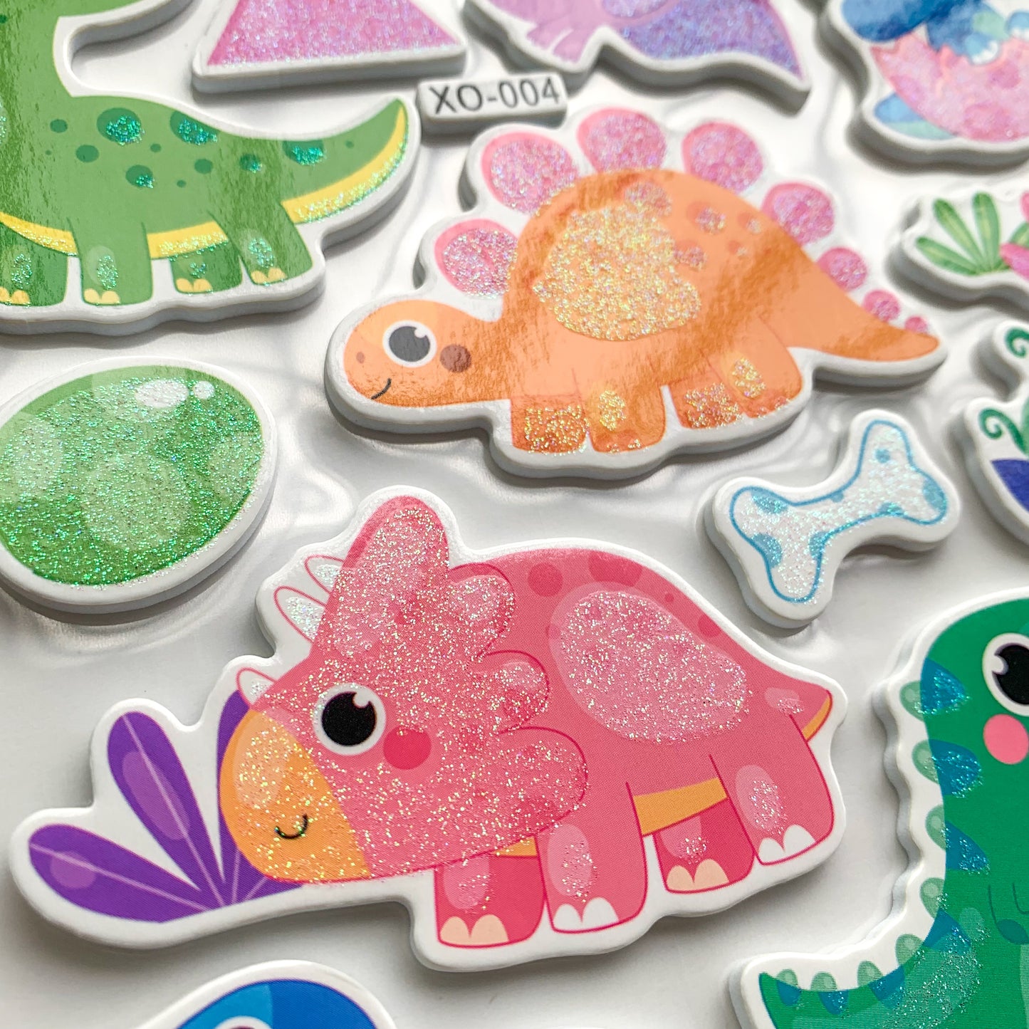 XO004 3D Journal Dinosaurs Foam Sparkling Glittering Puffy Stickers - Fluffy Sticker - 1 sheet | Pre-cut