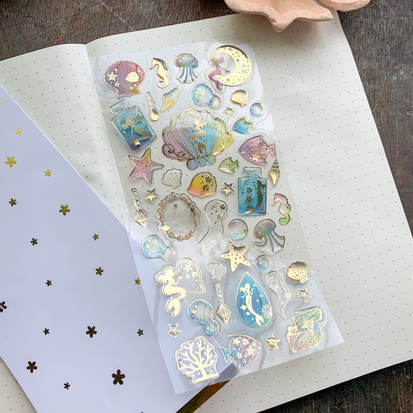 085039 j 3D Journal Transparent Blue Mermaid Sparkling Puffy Stickers - Fluffy Sticker - 1 sheet | Pre-cut
