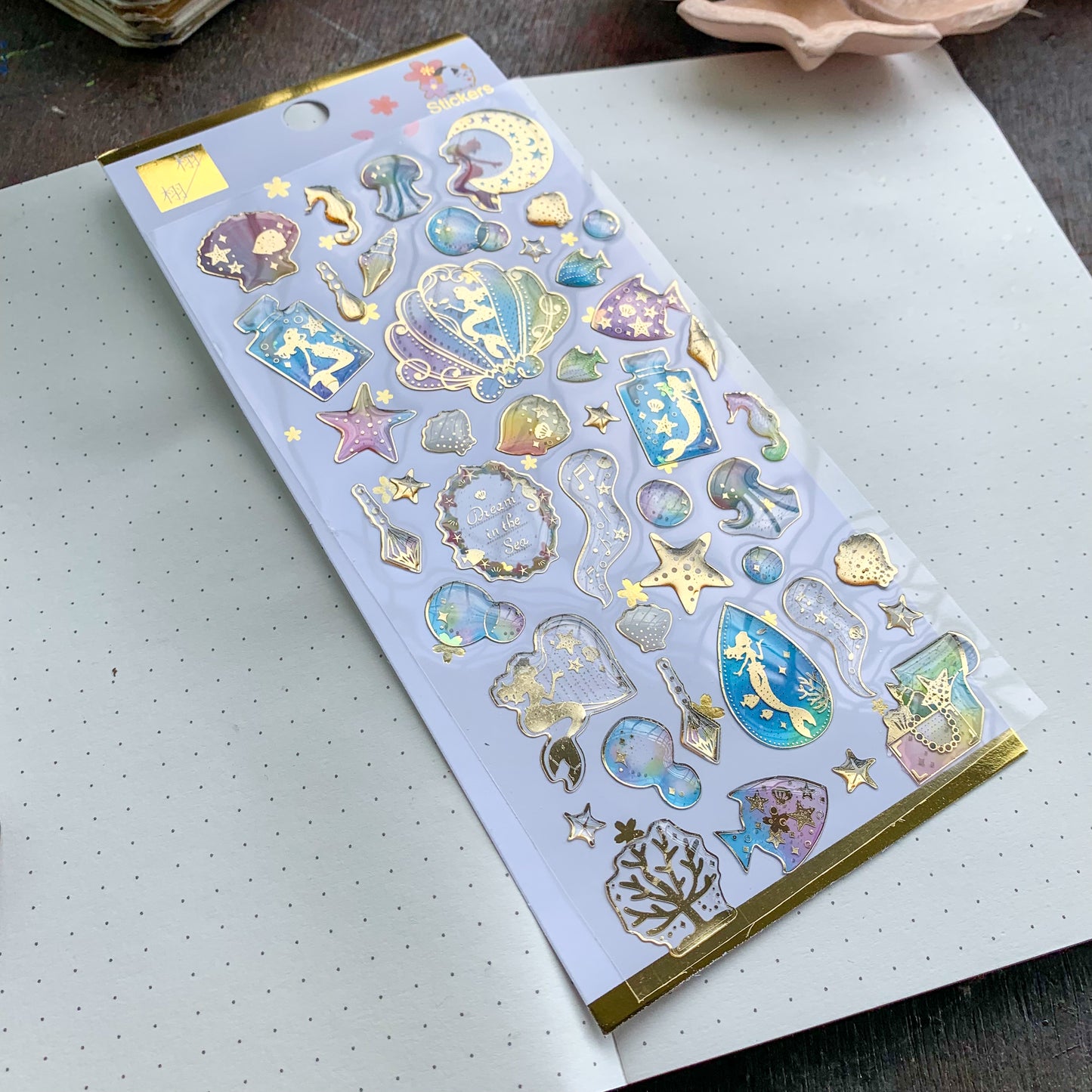 085039 j 3D Journal Transparent Blue Mermaid Sparkling Puffy Stickers - Fluffy Sticker - 1 sheet | Pre-cut