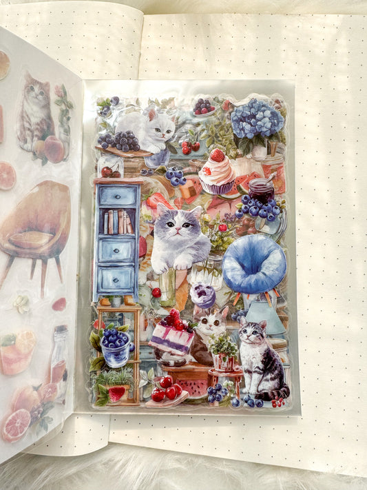 Bfmcl401 Berry Cat Time Sticker Transparent Book | Over 300 Stickers - 20 Sheets