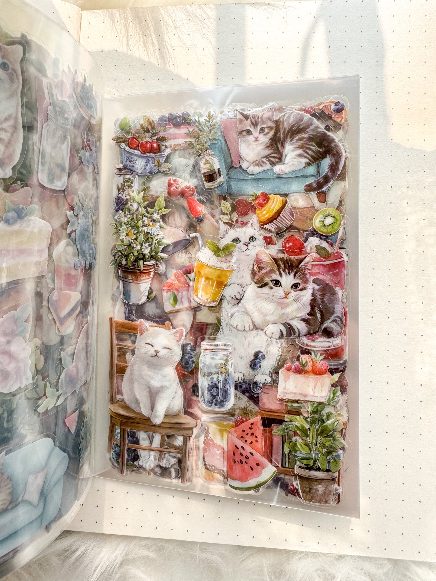 Bfmcl401 Berry Cat Time Sticker Transparent Book | Over 300 Stickers - 20 Sheets