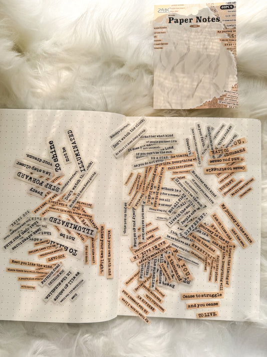 Zjxy606 Paper Notes Sentence Sticker Transparent | 40Pcs