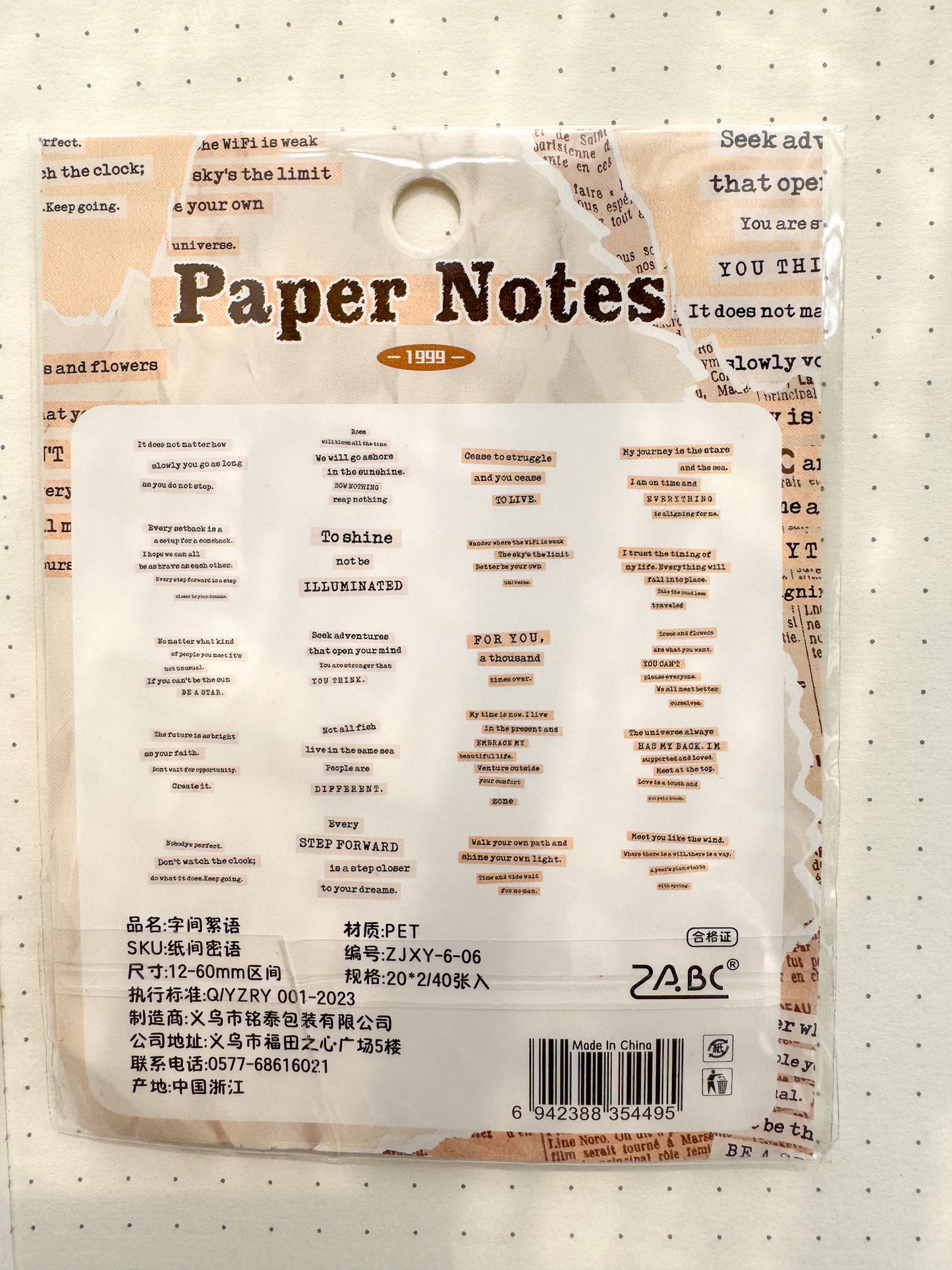 Zjxy606 Paper Notes Sentence Sticker Transparent | 40Pcs