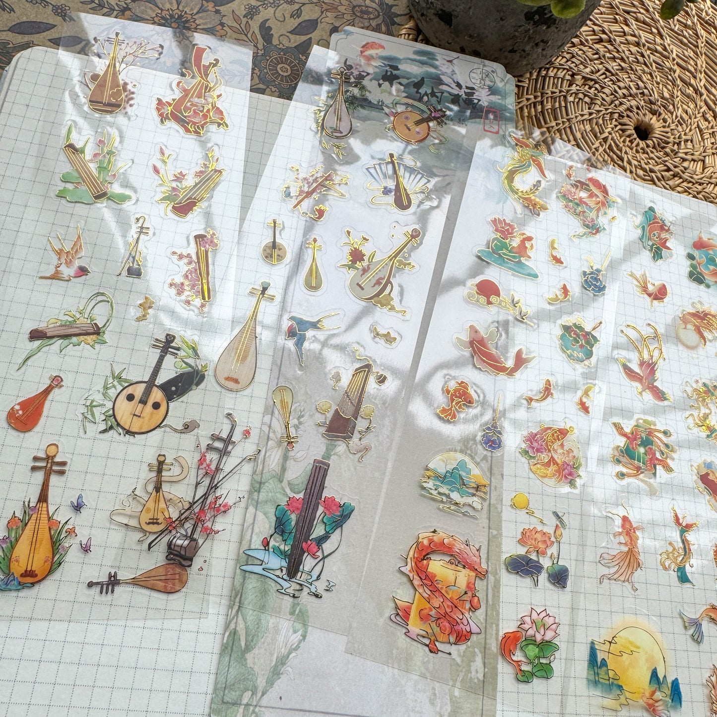 GCFY404 - sticker pack ancient fashion elegant series Chinese style cut film pet hand book material stickers 4 pieces
