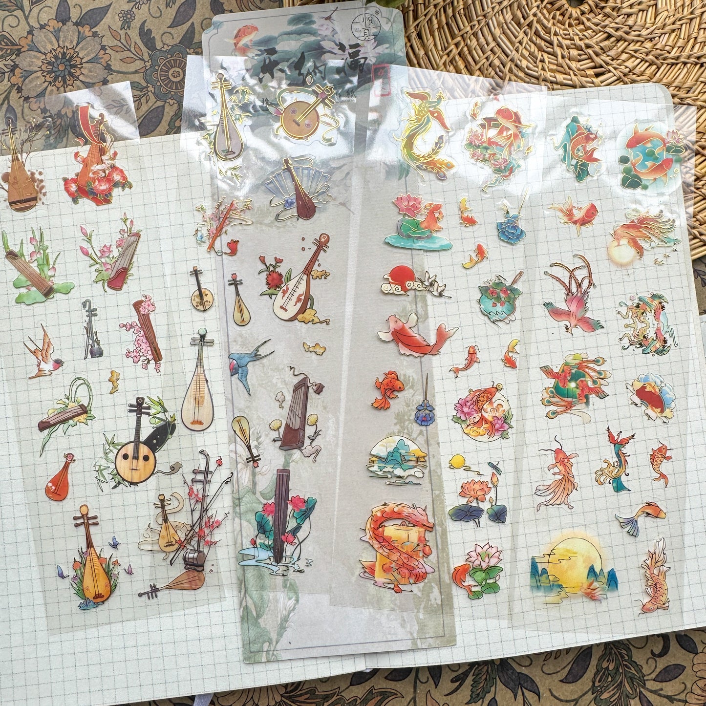 GCFY404 - sticker pack ancient fashion elegant series Chinese style cut film pet hand book material stickers 4 pieces