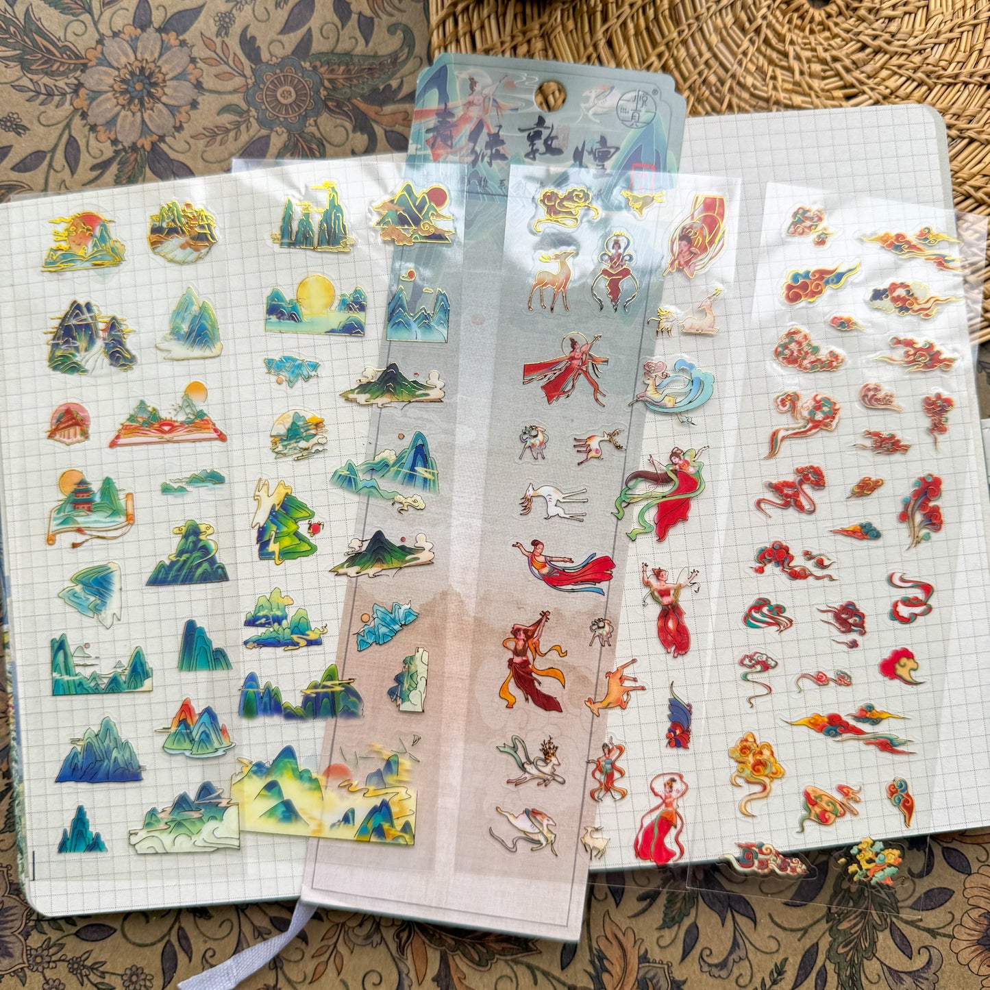 GCFY401 - sticker pack ancient fashion elegant series Chinese style cut film pet hand book material stickers 4 pieces