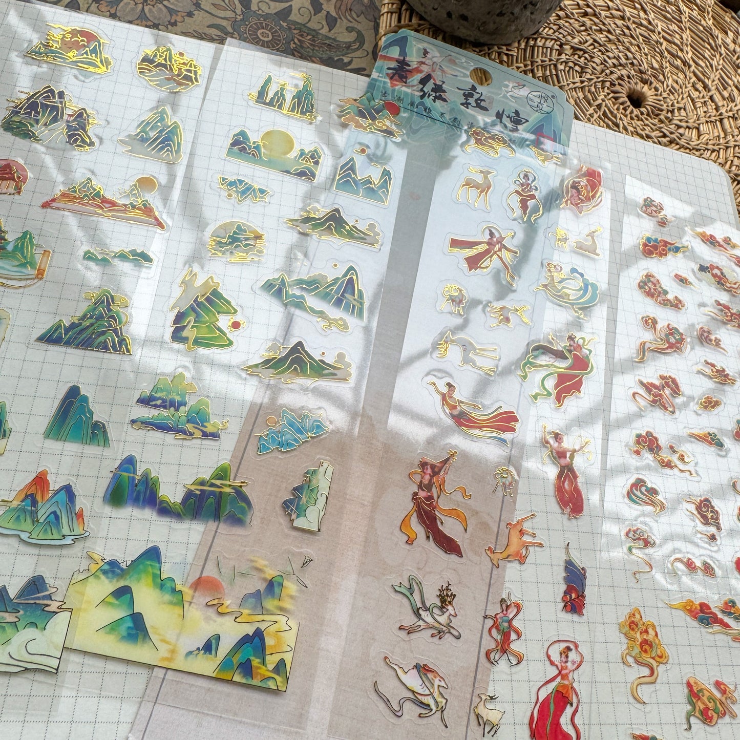GCFY401 - sticker pack ancient fashion elegant series Chinese style cut film pet hand book material stickers 4 pieces